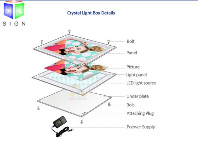 Seul rectangle debout de caisson lumineux de l'acrylique LED ouvert avec des vis adaptées aux besoins du client