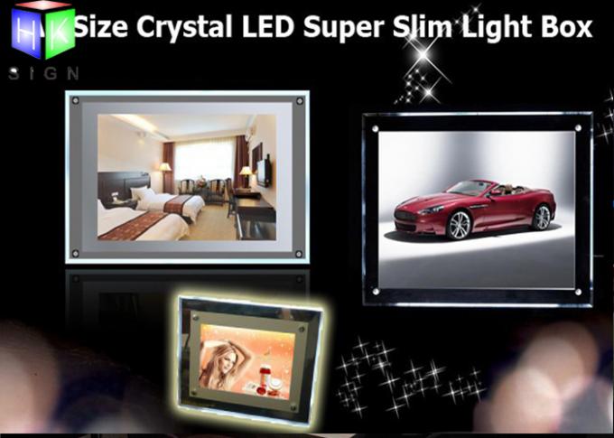Support acrylique de mur de feuille éclairé à contre-jour par caisson lumineux mince fait sur commande du cristal LED de menu