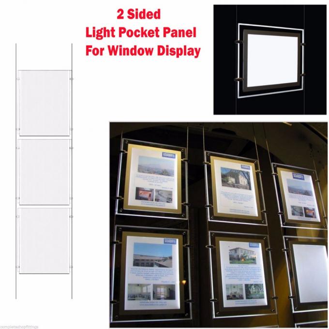 Affichages en cristal accrochants de fenêtre d'agence de voyages de cadre d'affiche de caisson lumineux d'A4 LED