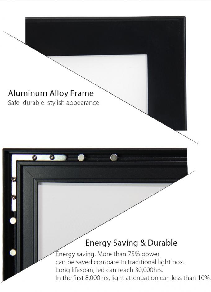 Affilez l'aluminium de panneau de film du caisson lumineux 27X40 de cadre d'affiche du Lit LED fixé au mur