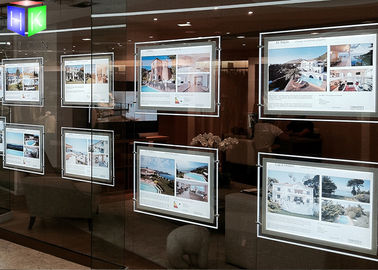 Chine Affichages acryliques de fenêtre d'affiche du caisson lumineux ultra mince LED de cadre pour des agents immobiliers fournisseur