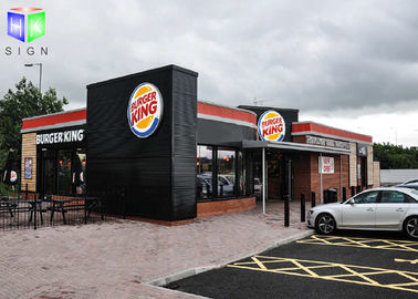 Plancher tenant les signes allumés extérieurs pour l'écran en soie Burger King d'affaires
